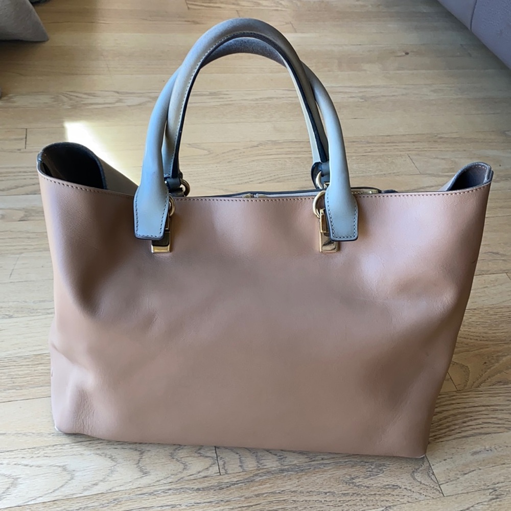 Chloe Baylee Tote-Light Brown/Tan with grey handles